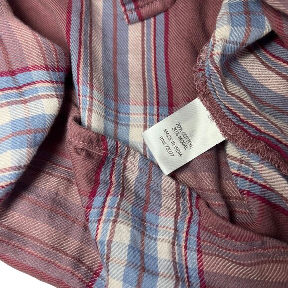 Lightweight Flannel Top - Wine/Burgundy, White, and Periwinkle/Purplish-Blue - Picture 17 of 17